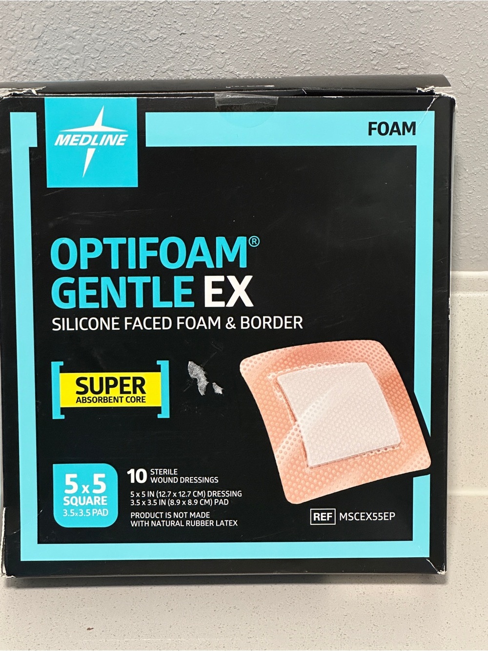 Medline  Optifoam Gentle Ex Silicone Faced Foam Adhesive Dressing EXP  03/2028